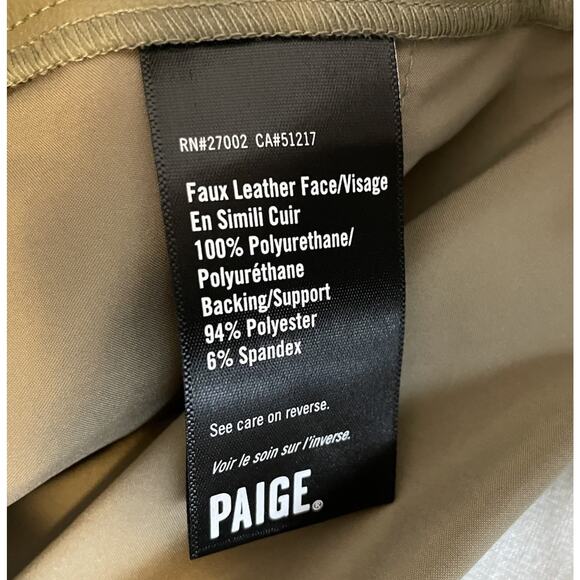 Paige Women's Maria 10 Pant Vegan Leather Belt Button Fly in Dark Brushed - Picture 13 of 16